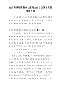 自然资源巡察整改专题民主生活会发言范例通用4篇