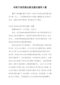 对班子成员提出意见建议通用4篇