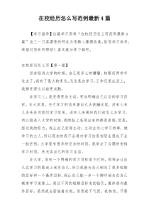 在校经历怎么写范例最新4篇