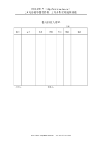 餐具回收入库单