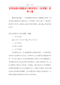 实用法院立案庭实习报告范文（实用篇）优秀4篇