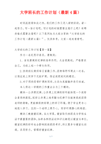 大学班长的工作计划（最新4篇）