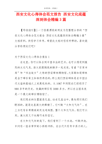 西安文化心得体会范文报告 西安文化底蕴深刻体会精编3篇