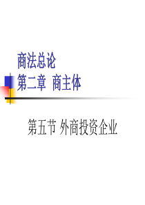 商法总论(2)商主体外商投资企业商中间人商辅助人