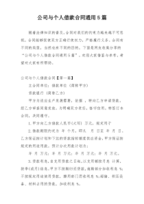 公司与个人借款合同通用5篇