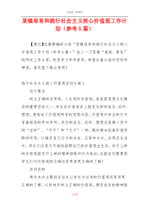 某镇培育和践行社会主义核心价值观工作计划（参考5篇）