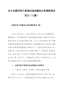 关于加强年轻干部违纪违法廉洁从政调研报告范文（三篇）