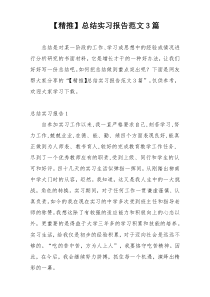 【精推】总结实习报告范文3篇