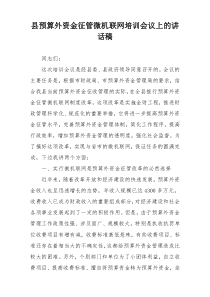 县预算外资金征管微机联网培训会议上的讲话稿