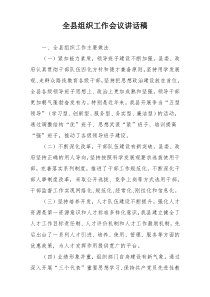 全县组织工作会议讲话稿