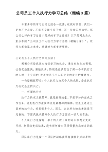 公司员工个人执行力学习总结（精编3篇）