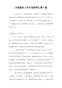 乡镇服务工作计划样例汇聚5篇