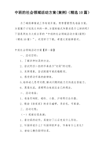 中班的社会领域活动方案(案例)（精选10篇）