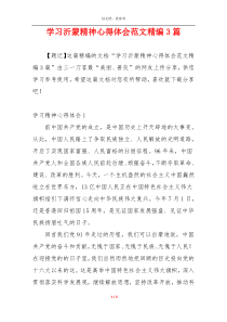 学习沂蒙精神心得体会范文精编3篇