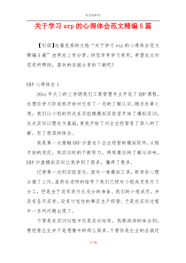 关于学习erp的心得体会范文精编5篇