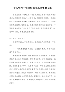 个人学习工作总结范文范例集聚5篇