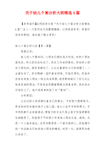 关于幼儿个案分析大班精选4篇