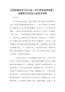 在D组理论学习中心组实干担当促进发展专题研讨交流会上的发言材料