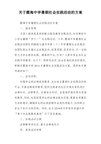 关于霞海中学暑期社会实践活动的方案