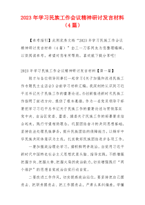 2023年学习民族工作会议精神研讨发言材料（4篇）