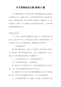 关于营销活动方案(案例)3篇