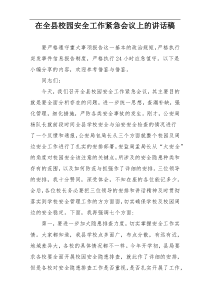 在全县校园安全工作紧急会议上的讲话稿