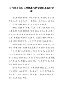 公司党委书记在集体廉洁谈话会议上的讲话稿