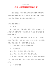 公司文件管理制度精编5篇