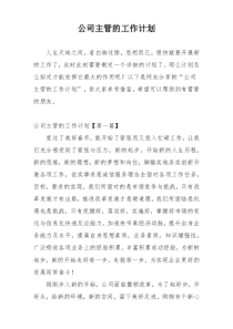 公司主管的工作计划