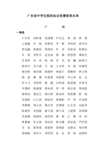 广东省中学生税收知识竞赛获奖名单