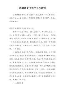 班级团支书明年工作计划