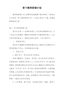 骨干教师研修计划