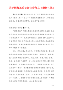 关于课程思政心得体会范文（最新4篇）