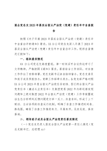 (报告材料)国企党总支2023年落实全面从严治党党建责任年中自查报告