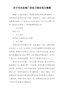 关于污水处理厂的实习报告范文集聚