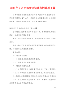 2023年7月支部会议记录范例通用4篇