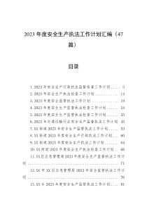 2023年度安全生产执法工作计划汇编（47篇）