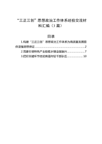 “三正三创”思想政治工作体系经验交流材料汇编（3篇）