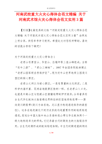 河南武校重大火灾心得体会范文精编 关于河南武术馆火灾心得体会范文实用3篇