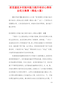 抓党建促乡村振兴能力提升培训心得体会范文集聚（精选4篇）