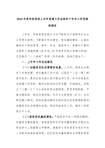 (报告材料)2023年某市体育局上半年党建工作总结和下半年工作思路的报告