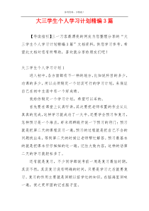 大三学生个人学习计划精编3篇