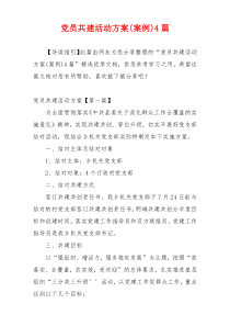 党员共建活动方案(案例)4篇