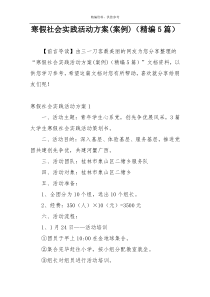 寒假社会实践活动方案(案例)（精编5篇）