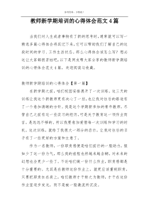 教师新学期培训的心得体会范文4篇