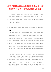 学习《新疆维吾尔自治区民族团结进步工作条例》心得体会范文范例【4篇】