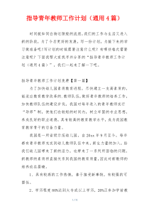 指导青年教师工作计划（通用4篇）