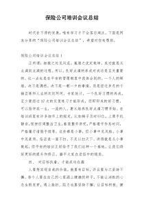 保险公司培训会议总结