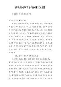 关于跟岗学习总结集聚【4篇】