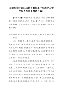 企业纪检干部队伍教育整顿第一阶段学习情况报告范例【精选8篇】